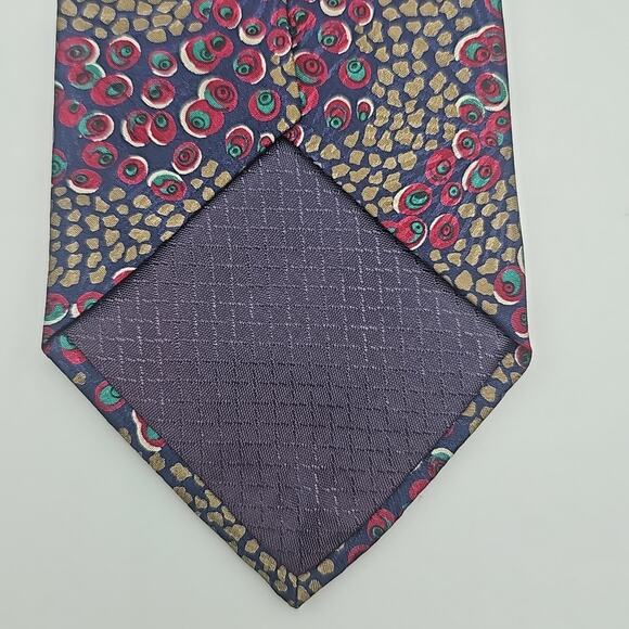 Vintage USA Christian Dior Monsieur Tie Mens Burgundy Peacock Feather Silk 58" - Picture 4 of 6